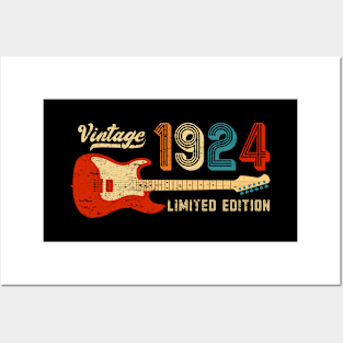 Vintage 1924 Birthday Retro Music Lover Guitarist Posters and Art